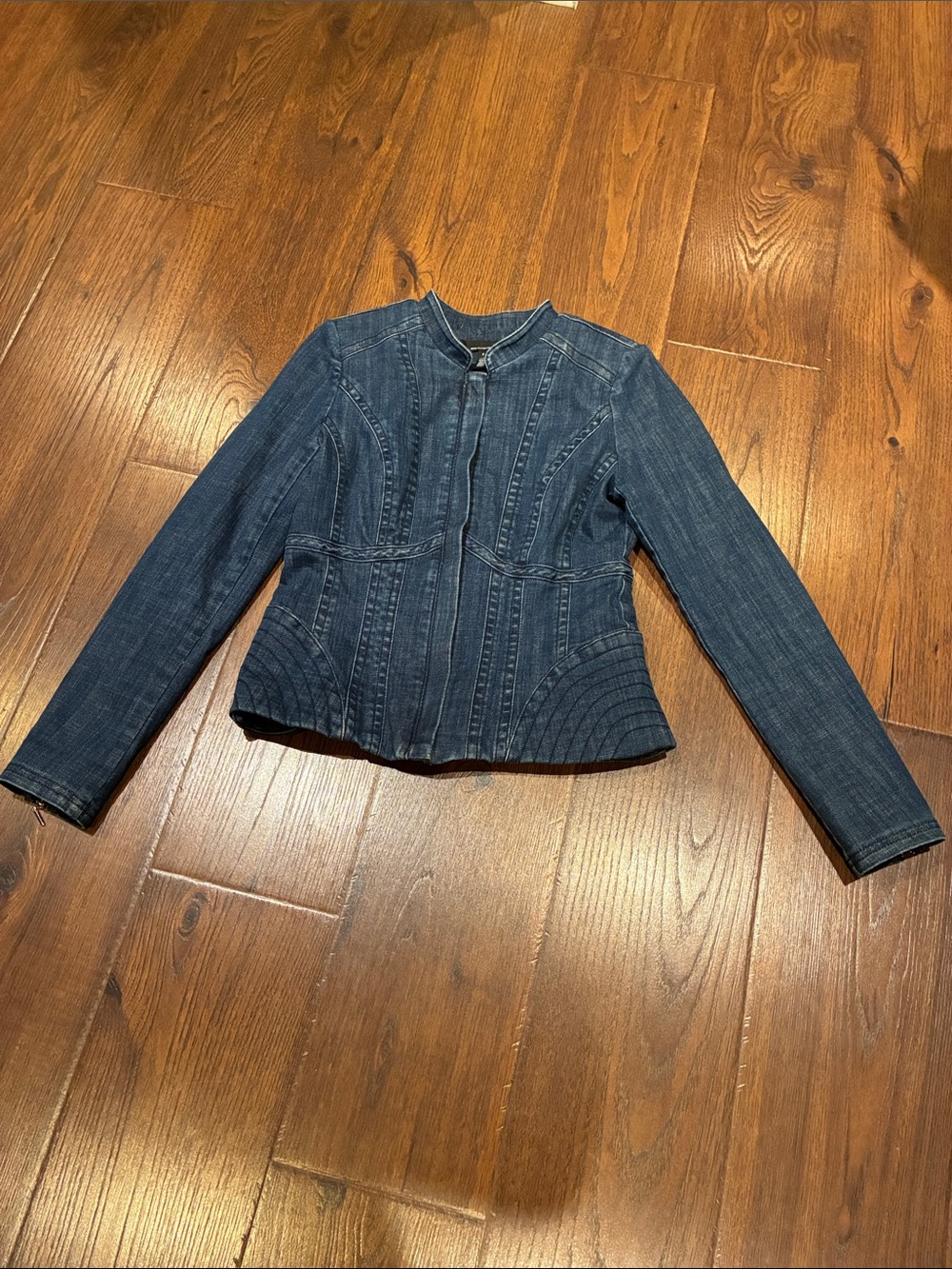 White House Black Market Dark Blue Denim Fitted Jacket